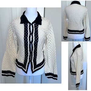 NWT Crochet Button up Cardigan Coquette Cottage Core Whimsical Sz Small Medium